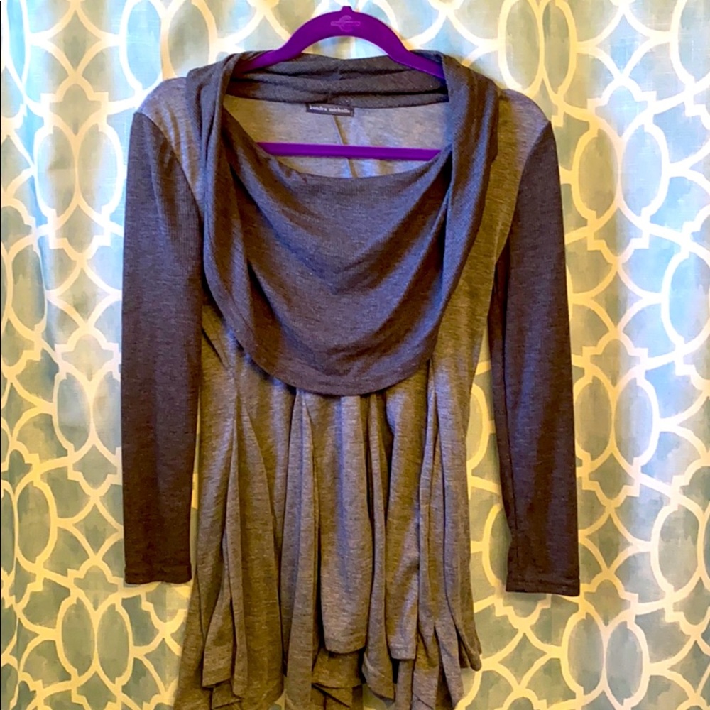 Gray cowl neck top